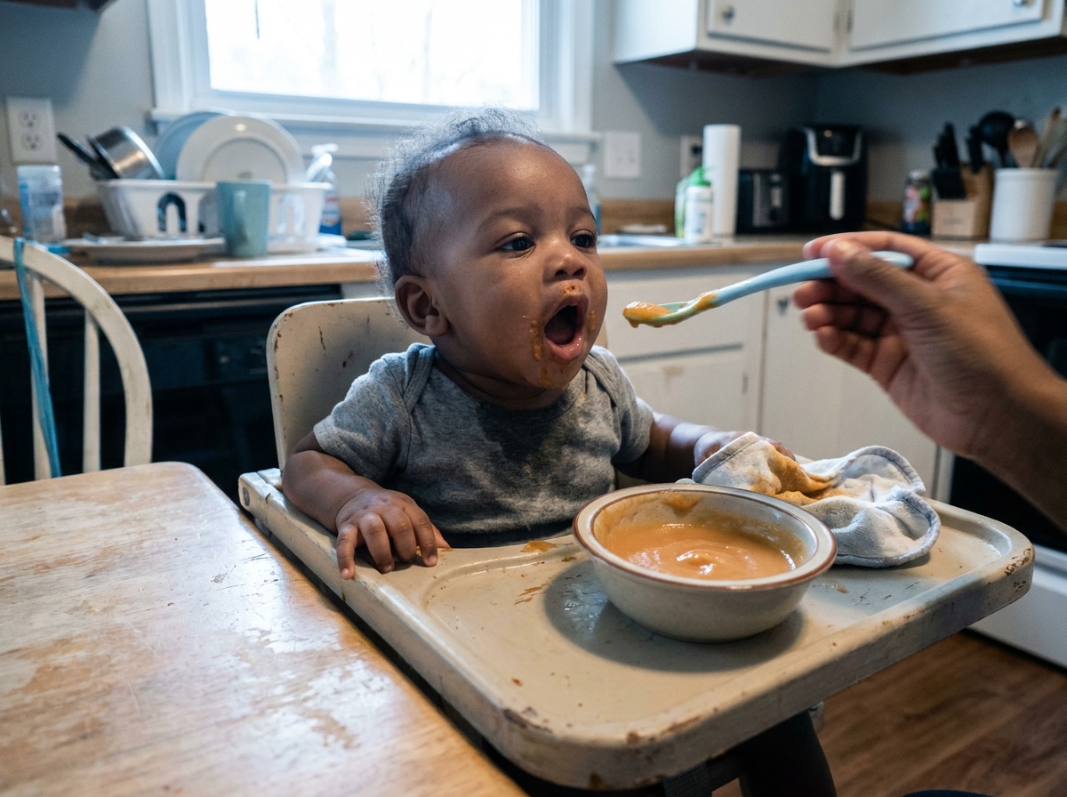 Baby enjoying puree