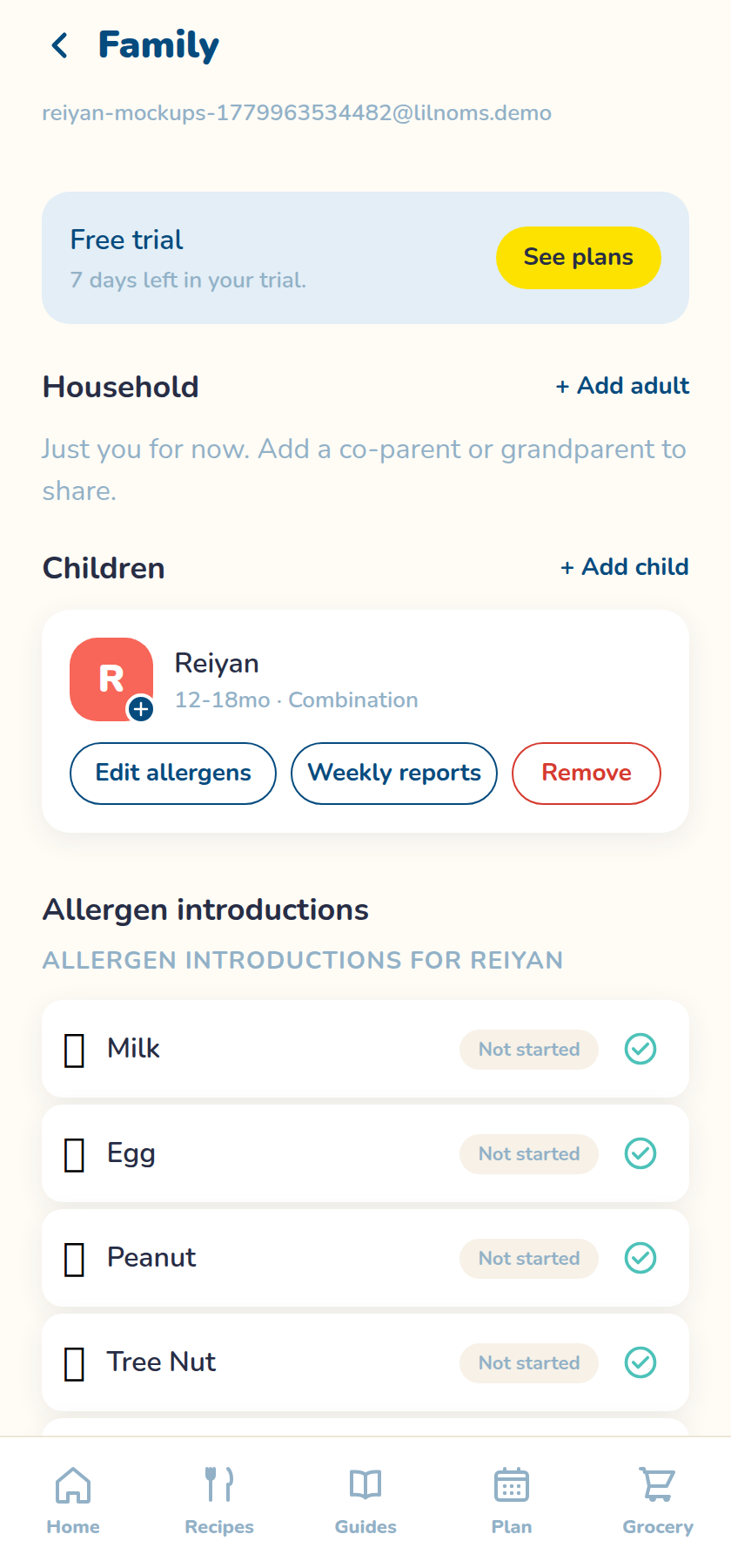 App family profile screen